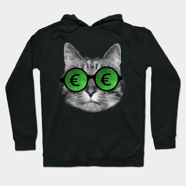 Cat and euro sign glasses Hoodie by Purrfect
